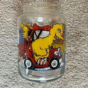 Vintage 1970s Sesame Street Glass Jar with Lid